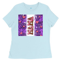 Baby Blue purple leopard pink mama hearts Ladies Tee - AdoDesignShop