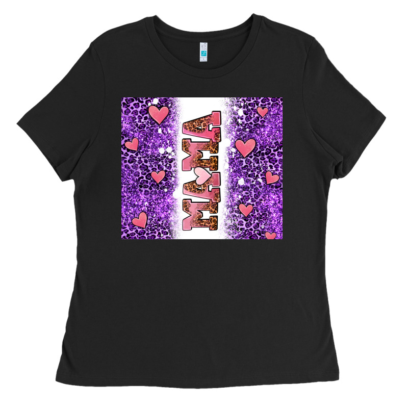 Purple Leopard Pink Mama Hearts Ladies Tee by AdoDesignShop | Teevron