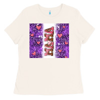 Bone purple leopard pink mama hearts Ladies Tee - AdoDesignShop