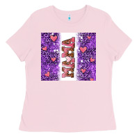 Bubblegum Pink purple leopard pink mama hearts Ladies Tee - AdoDesignShop