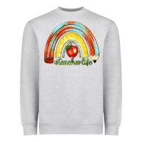 Heather Grey teacher life with rainbow Heavyweight Sweatshirt - texasbilliewilder