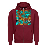Burgundy leopard gemstone seamless pattern Zipper Hoodie - BundleAndBundleShop