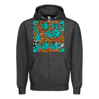 Charcoal Heather leopard gemstone seamless pattern Zipper Hoodie - BundleAndBundleShop