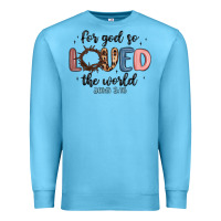Ocean Blue for god so loved the world Premium Sweatshirt - MaliasSmallBusiness
