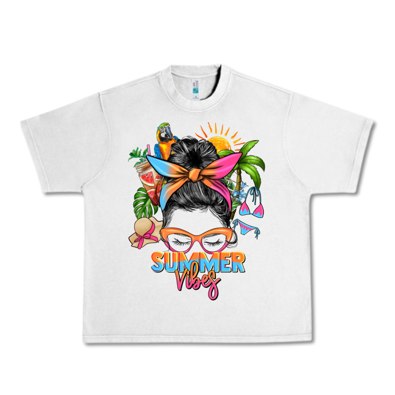 Summer Vibes Messy Bun Urban Heavy Tee by Zillion Design Studio | Teevron