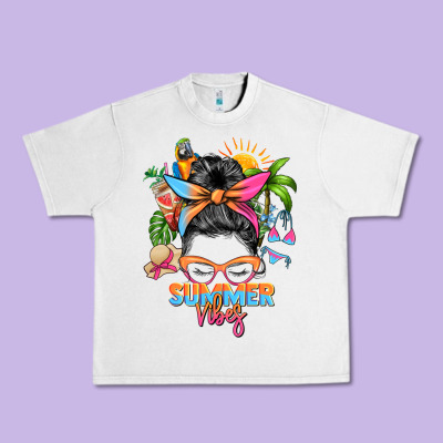 Summer Vibes Messy Bun Urban Heavy Tee Designed By Zillion Design Studio
