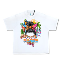 White summer vibes messy bun Urban Heavy Tee - Zillion Design Studio