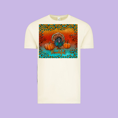 Thankful With Turkey And Pumpkins Vintage Tee Designed By Ranaportraitstore
