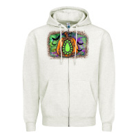 Oatmeal Heather halloween gemstone background Zipper Hoodie - JahusDesignShop