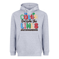 Heather Grey color outside the lines autism awareness Heavyweight Hoodie - MaliasSmallBusiness