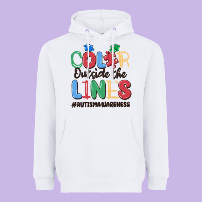 Color Outside The Lines Autism Awareness Heavyweight Hoodie Designed By Maliassmallbusiness