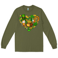 Army Green St Patricks heart Long Sleeve Tee - AdoDesignShop