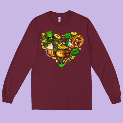 St Patricks Heart Long Sleeve Tee Designed By Adodesignshop