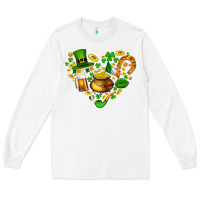 White St Patricks heart Long Sleeve Tee - AdoDesignShop
