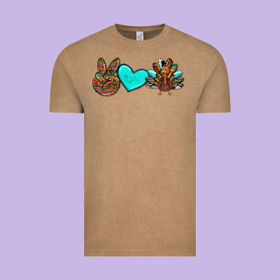 Peace Love Thanksgiving Turkey Vintage Tee Designed By Ranaportraitstore