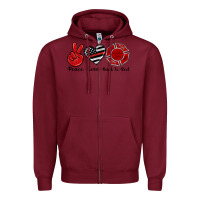 Burgundy peace love back to red Zipper Hoodie - Artiststas