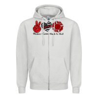 Dove Grey peace love back to red Zipper Hoodie - Artiststas