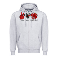 Heather Grey peace love back to red Zipper Hoodie - Artiststas