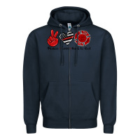 Navy peace love back to red Zipper Hoodie - Artiststas