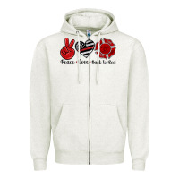 Oatmeal Heather peace love back to red Zipper Hoodie - Artiststas