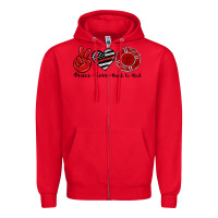 Red peace love back to red Zipper Hoodie - Artiststas
