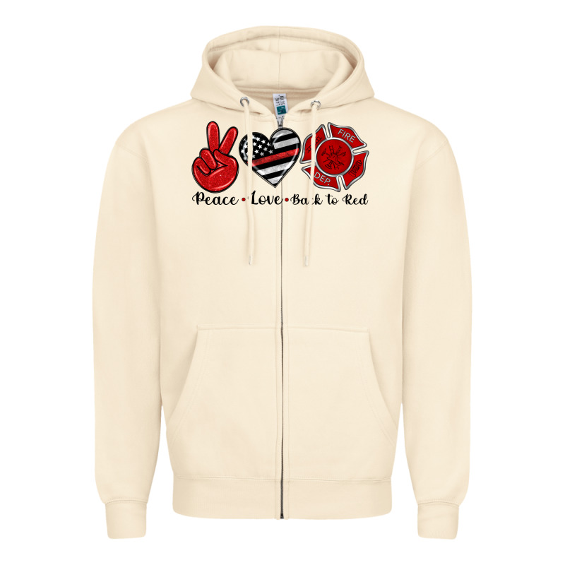 Peace Love Back To Red Zipper Hoodie by Artiststas | Teevron