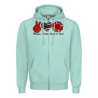Seafoam peace love back to red Zipper Hoodie - Artiststas