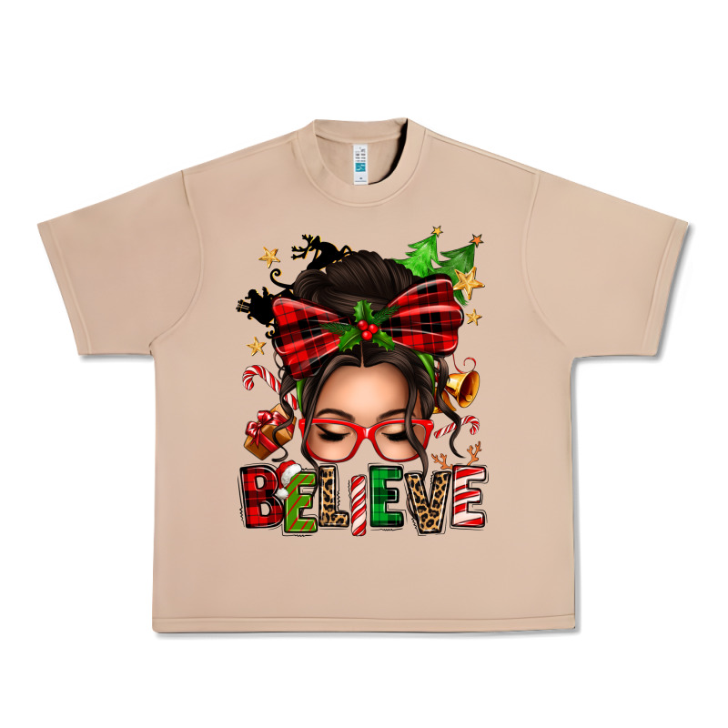 Christmas Believe Afro Messy Bun Urban Heavy Tee by texasbilliewilder | Teevron