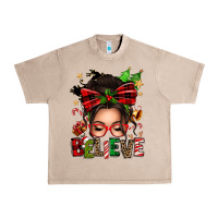 French Oak christmas believe afro messy bun Urban Heavy Tee - texasbilliewilder