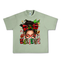 Oil Green christmas believe afro messy bun Urban Heavy Tee - texasbilliewilder