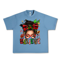 Pebble Blue christmas believe afro messy bun Urban Heavy Tee - texasbilliewilder