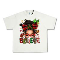 Pistachio christmas believe afro messy bun Urban Heavy Tee - texasbilliewilder