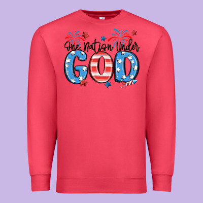 One Nation Under God Premium Sweatshirt Designed By Maliassmallbusiness