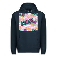 Navy Breast Cancer Awareness Mom With Leopard Patterns Premium Hoodie - BundleAndBundleShop