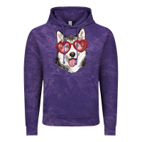 Cloud Purple husky with love glasses Vintage Hoodie - RanaPortraitStore