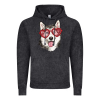 Vintage Black husky with love glasses Vintage Hoodie - RanaPortraitStore