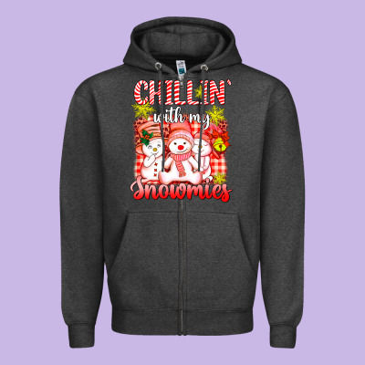 Chillin  With My Red Snowmies Zipper Hoodie Designed By Adodesignshop
