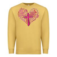Antique Gold jesus is love heart cross valentines day Premium Sweatshirt - MaliasSmallBusiness