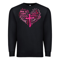 Black jesus is love heart cross valentines day Premium Sweatshirt - MaliasSmallBusiness