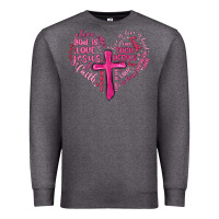 Charcoal Heather jesus is love heart cross valentines day Premium Sweatshirt - MaliasSmallBusiness