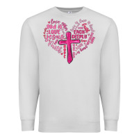 Dove Grey jesus is love heart cross valentines day Premium Sweatshirt - MaliasSmallBusiness