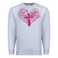 Heather Grey jesus is love heart cross valentines day Premium Sweatshirt - MaliasSmallBusiness