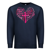 Navy jesus is love heart cross valentines day Premium Sweatshirt - MaliasSmallBusiness