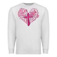 Oatmeal Heather jesus is love heart cross valentines day Premium Sweatshirt - MaliasSmallBusiness