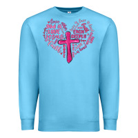 Ocean Blue jesus is love heart cross valentines day Premium Sweatshirt - MaliasSmallBusiness