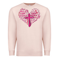 Pale Pink jesus is love heart cross valentines day Premium Sweatshirt - MaliasSmallBusiness