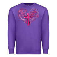 Purple jesus is love heart cross valentines day Premium Sweatshirt - MaliasSmallBusiness