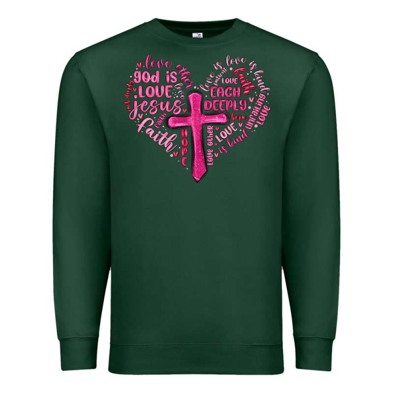 Jesus Is Love Heart Cross Valentines Day Premium Sweatshirt by MaliasSmallBusiness | Teevron