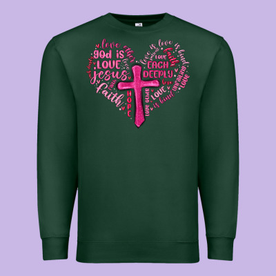 Jesus Is Love Heart Cross Valentines Day Premium Sweatshirt Designed By Maliassmallbusiness