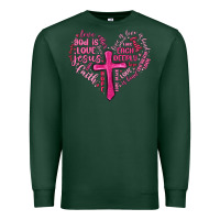 Sports Green jesus is love heart cross valentines day Premium Sweatshirt - MaliasSmallBusiness